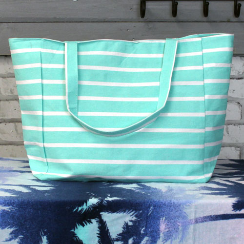 Striped Beach Bag - Mint