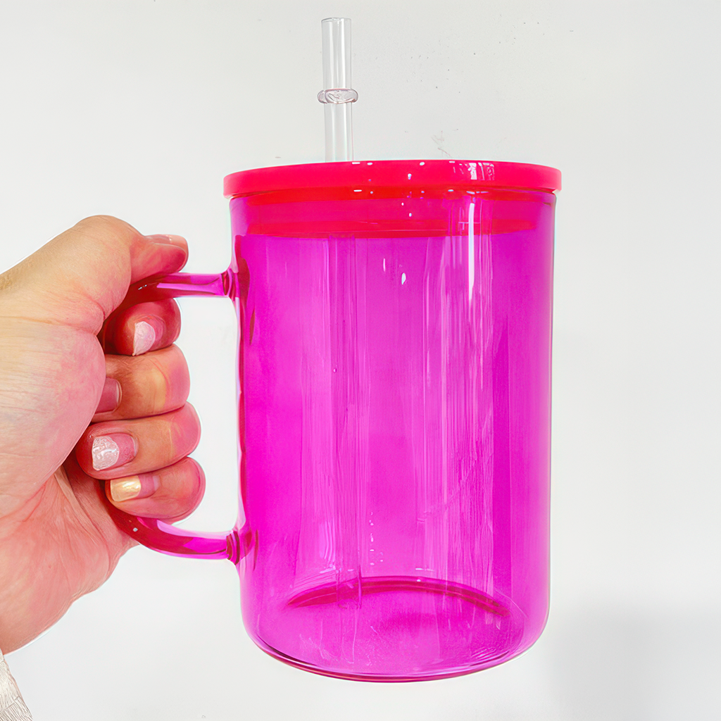 Pink Mug with Straw