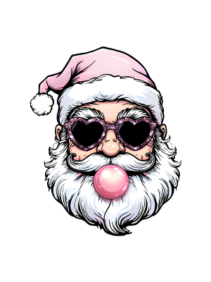 Bubble Gum Santa - Pink Glitter Glasses - 143