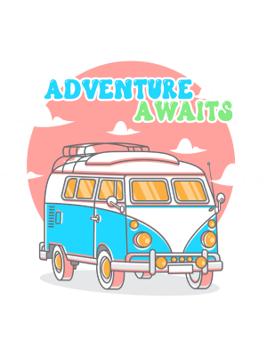 Adventure Awaits - Retro Van - 143
