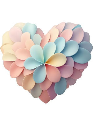 3D Pastel Petal Heart - 143