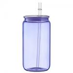 Purple 16oz Glass Can with Straw